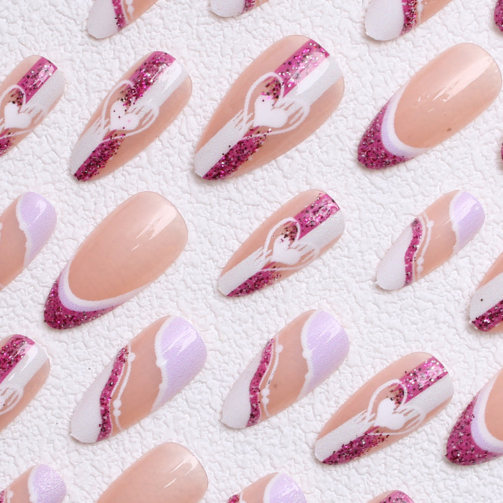 Artistic Glitter Heart Press-On Nails Stornfield