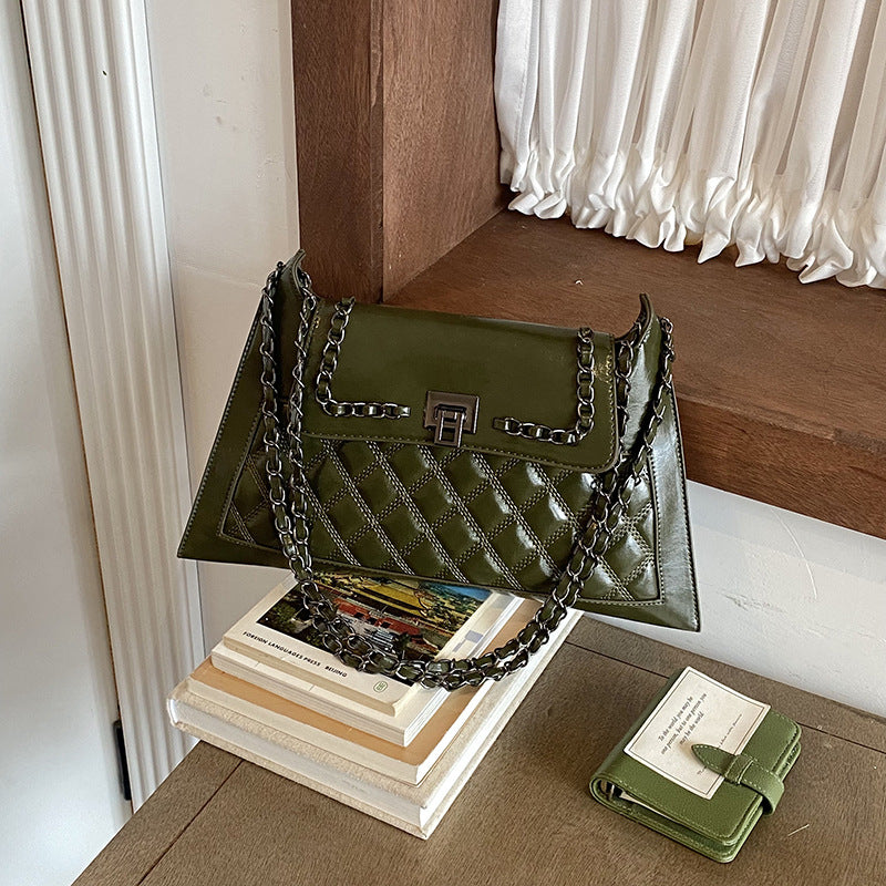 Quilted Chain-Accent Handbag