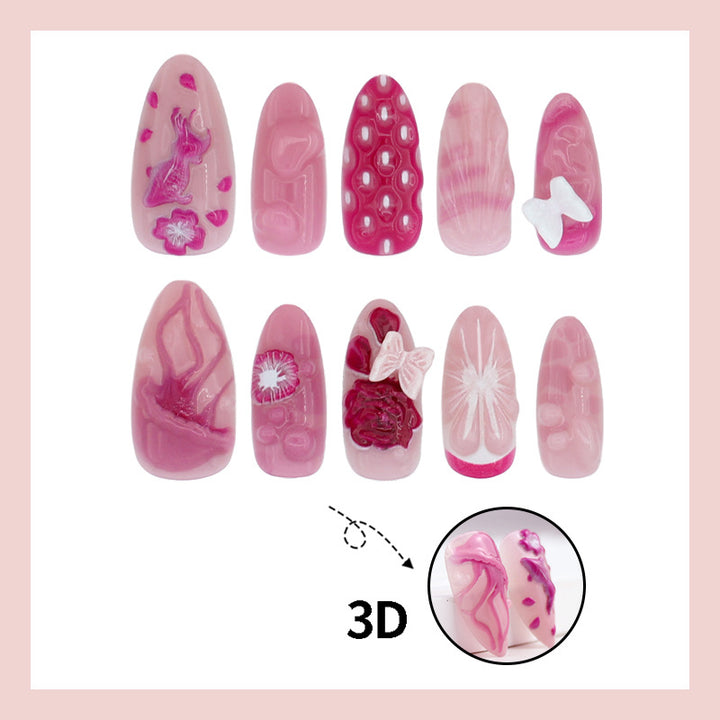 Artificial Nail Set with Floral and Maritime Designs Stornfield