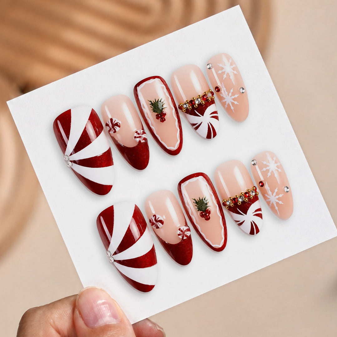 Festive artificial nails with Christmas motifs Stornfield