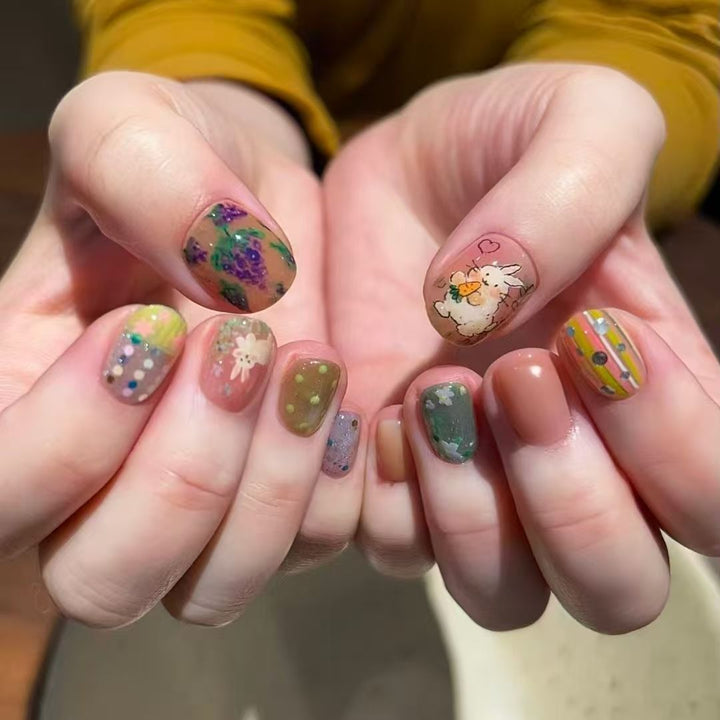 Artistic Cat-Themed Press-On Nail Art Set Stornfield