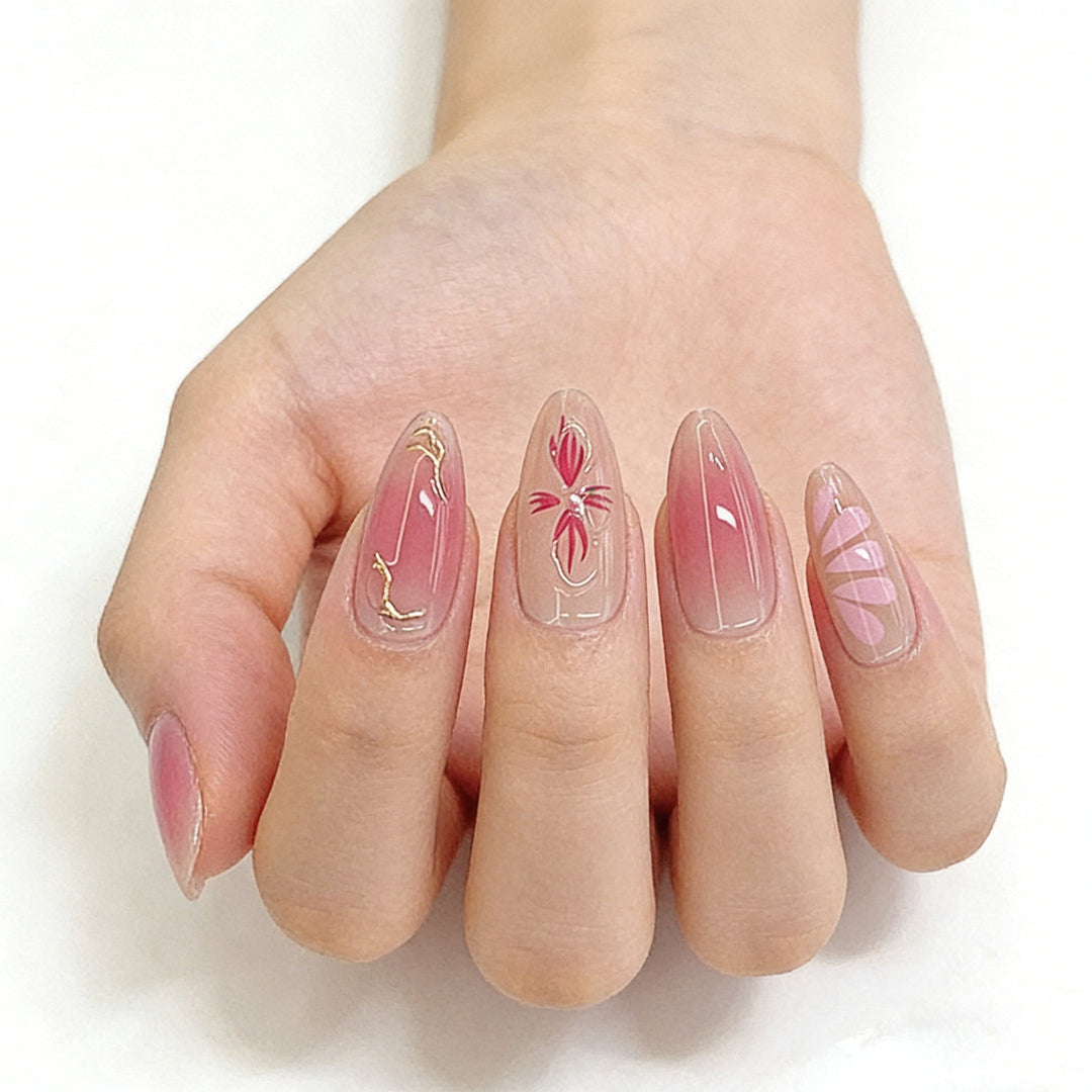 Artistic Floral Ombre Press-On Nail Set Stornfield