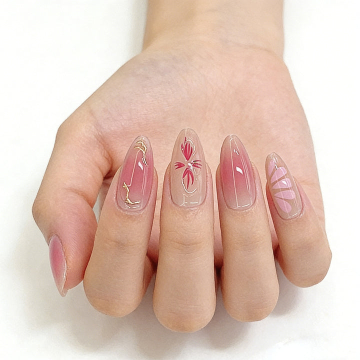 Artistic Floral Ombre Press-On Nail Set Stornfield