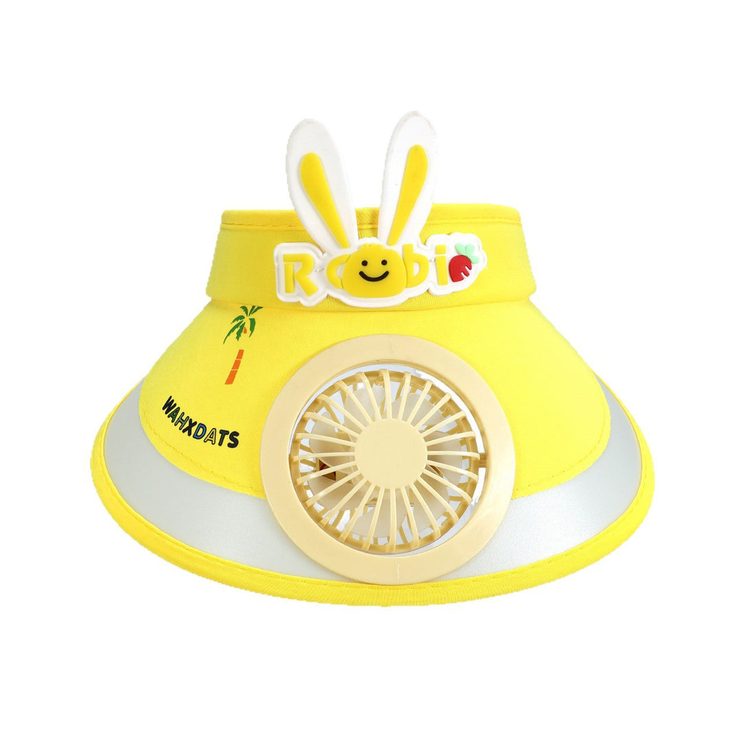 Sun protection with integrated battery fan, adjustable chin strap and cute bunny design Stornfield