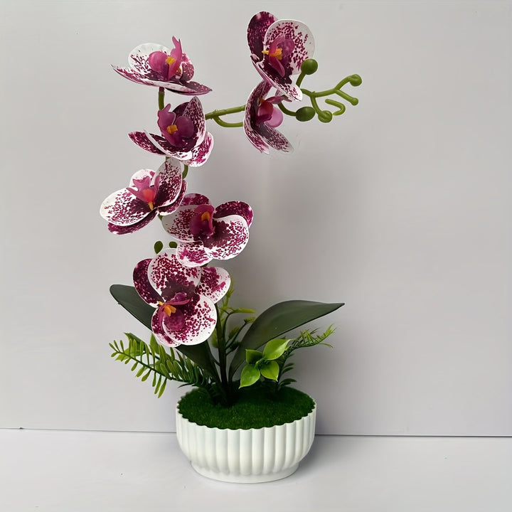 Elegant Faux Orchid Arrangement for Indoor Decor Display