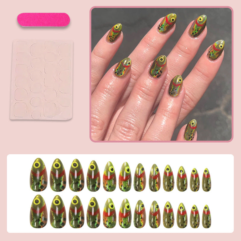 Nail art set with creative 3D eye and glitter accents Stornfield
