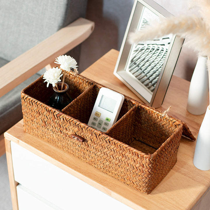 Handcrafted Rectangular Woven Storage Box with Dividers Stornfield