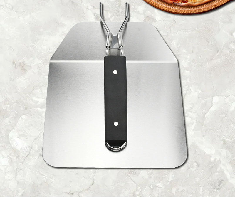 heavy-duty square-edge stainless steel pizza shovel with folding riveted handle Stornfield