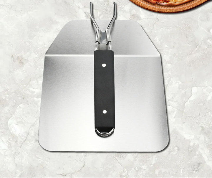 heavy-duty square-edge stainless steel pizza shovel with folding riveted handle Stornfield