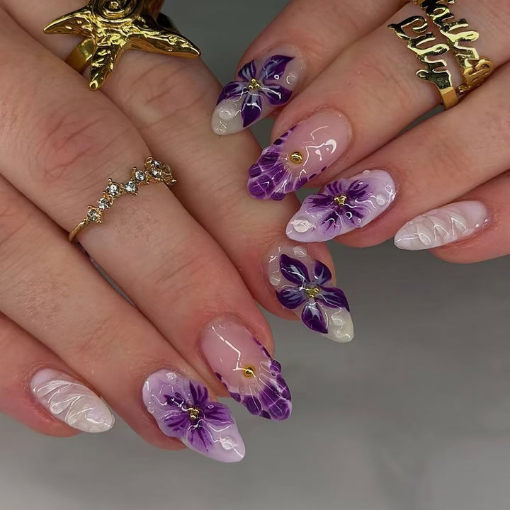 Floral Design Press-On Nail Art Set Stornfield