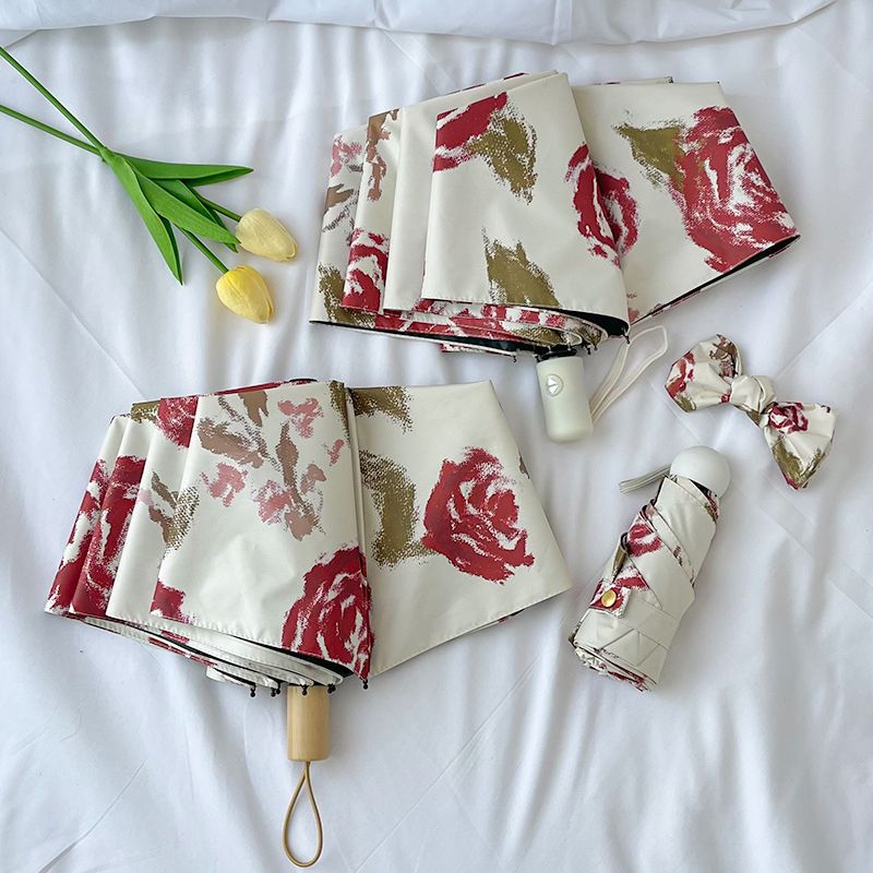 Women's Automatic Folding Umbrella with Floral Pattern Stornfield