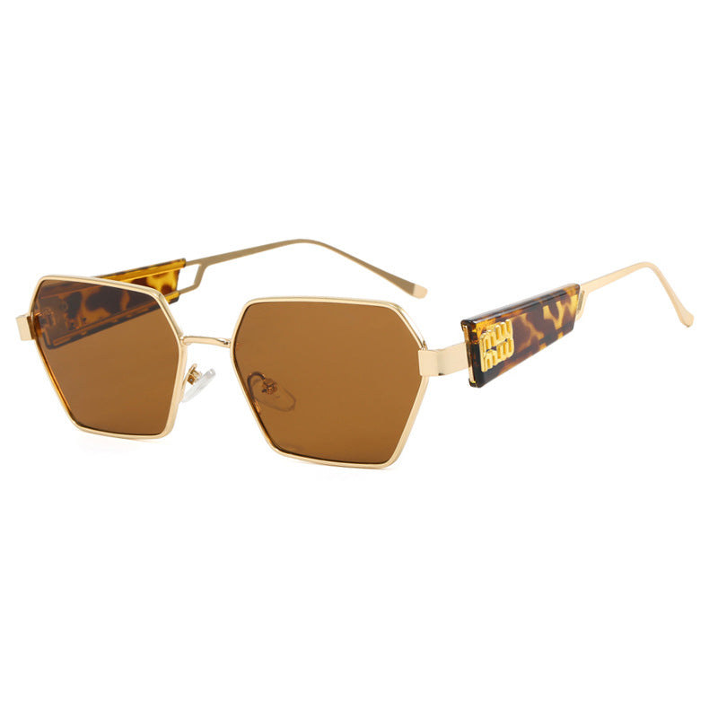 Ladies hexagonal sunglasses with elegant metal frame and protective lenses Stornfield