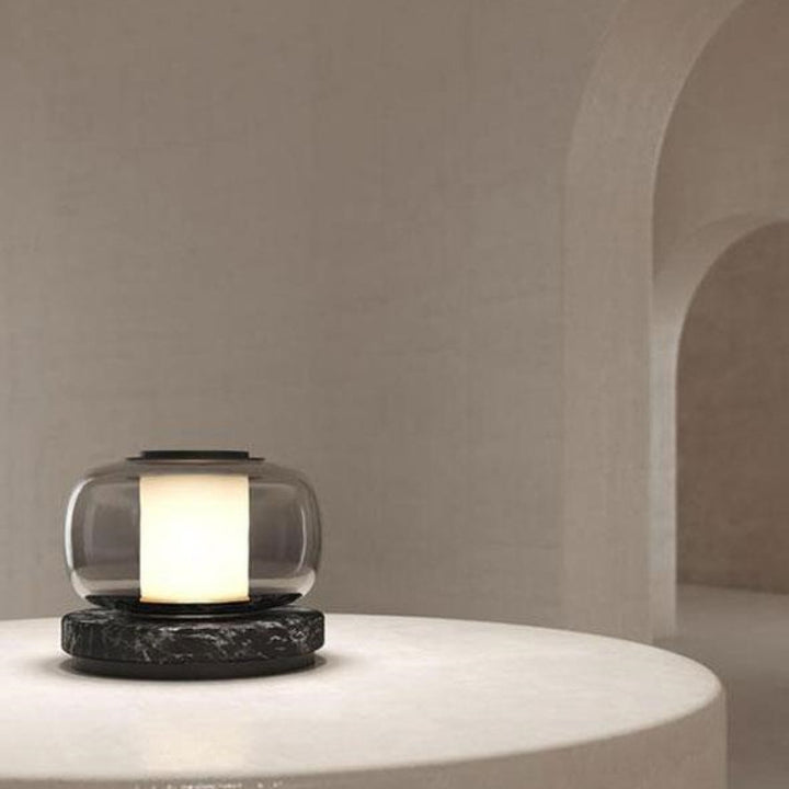 Modern Glass and Marble Table Lamp
