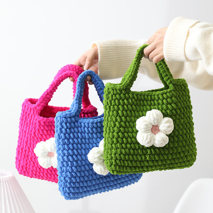 Handcrafted cotton bag with floral application Stornfield