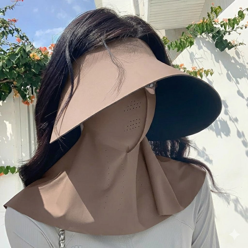Wide-Curved Full-Face UV Visor with Integrated Breathable Face Shield and Neck Drape Stornfield