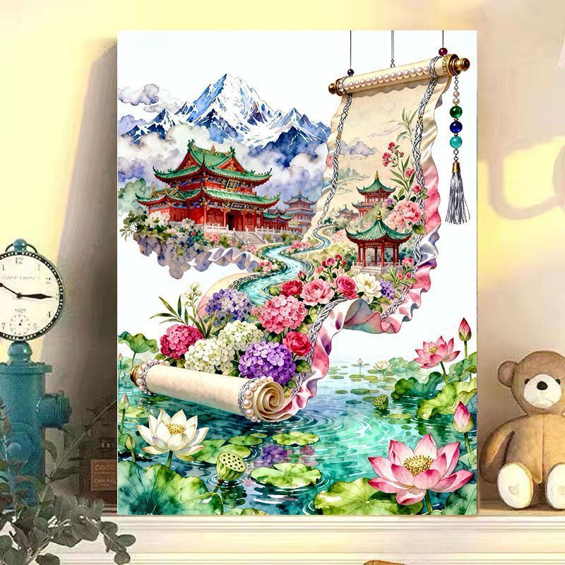 Elegant Chinese Landscape Scroll Art Print Stornfield