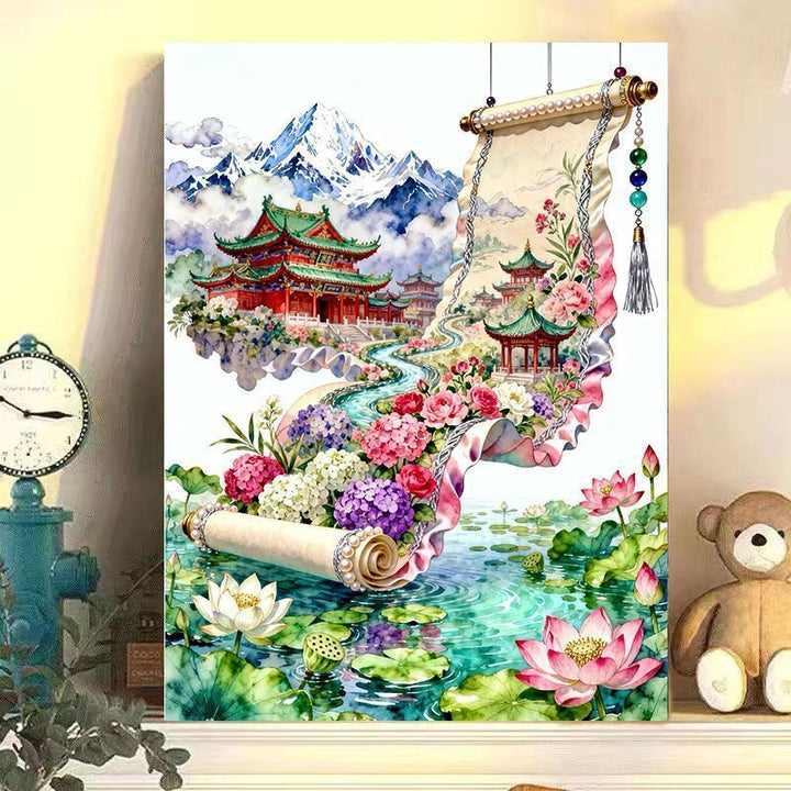 Elegant Chinese Landscape Scroll Art Print Stornfield