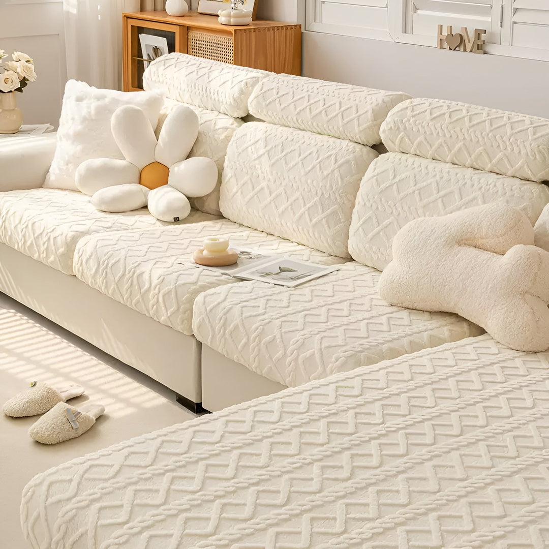 Samt-Sofa cover with diamond pattern – Soft & Luxurious | Perfect fit for any couch | Stornfield