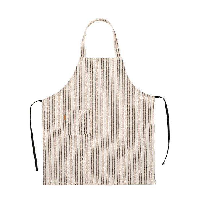 Atelier and kitchen apron made of cotton-linen with pocket panel and adjustable neck strap