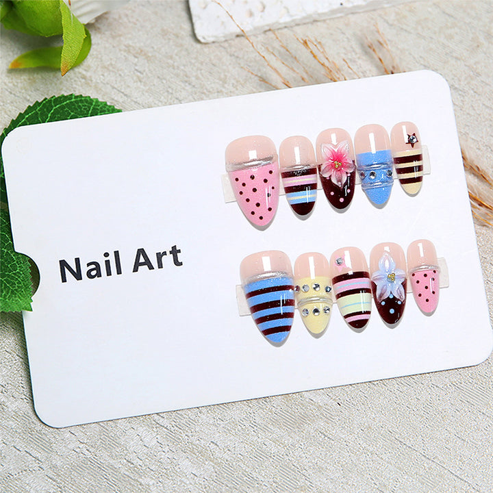 Nail art set with floral and geometric designs Stornfield