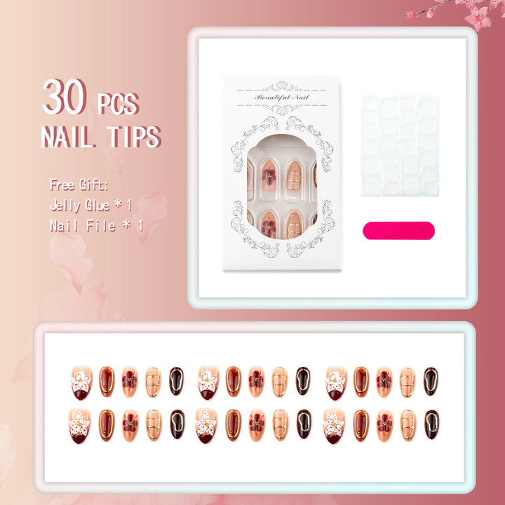 Elegant Floral Press-On Nails Set