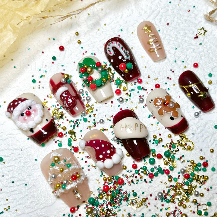 Festive Holiday-Themed Press-On Nail Art Set Stornfield 1790636317