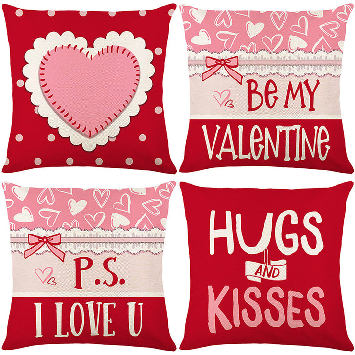 Valentine's Buffalo-Check Cotton-Linen Decorative Pillow Covers Set