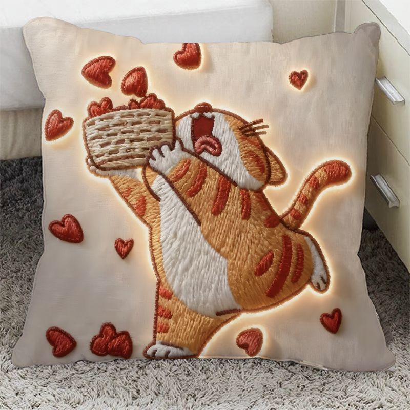 Cute Cat-Themed Decorative Cushion