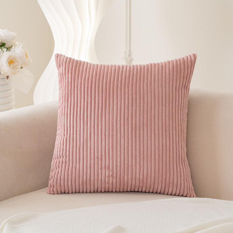 Ribbed Plush Corduroy Square Accent Cushion Cover with Hidden Zipper