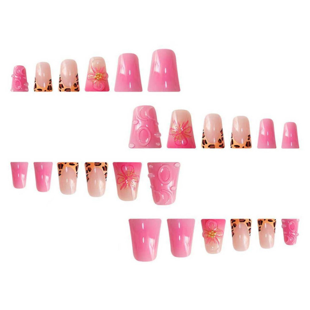 Decorative Press-On Nail Extensions with Floral Accents Stornfield