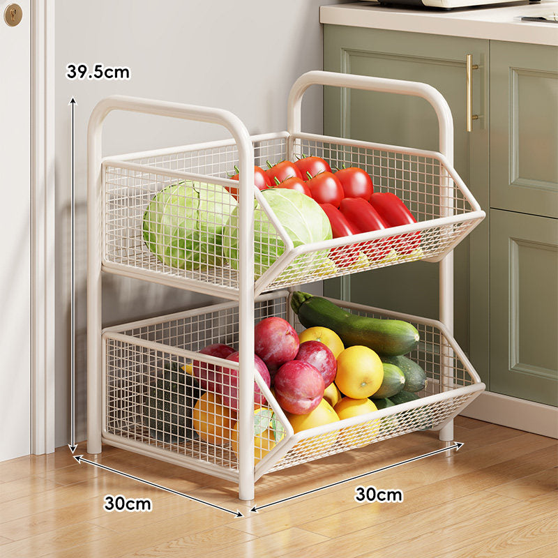 Three-Tier Rolling Mesh Produce and Pantry Storage Cart with Swivel Casters