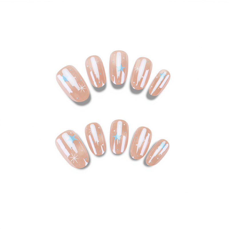 Artistic Press-On Nail Set with Celestial Design Stornfield