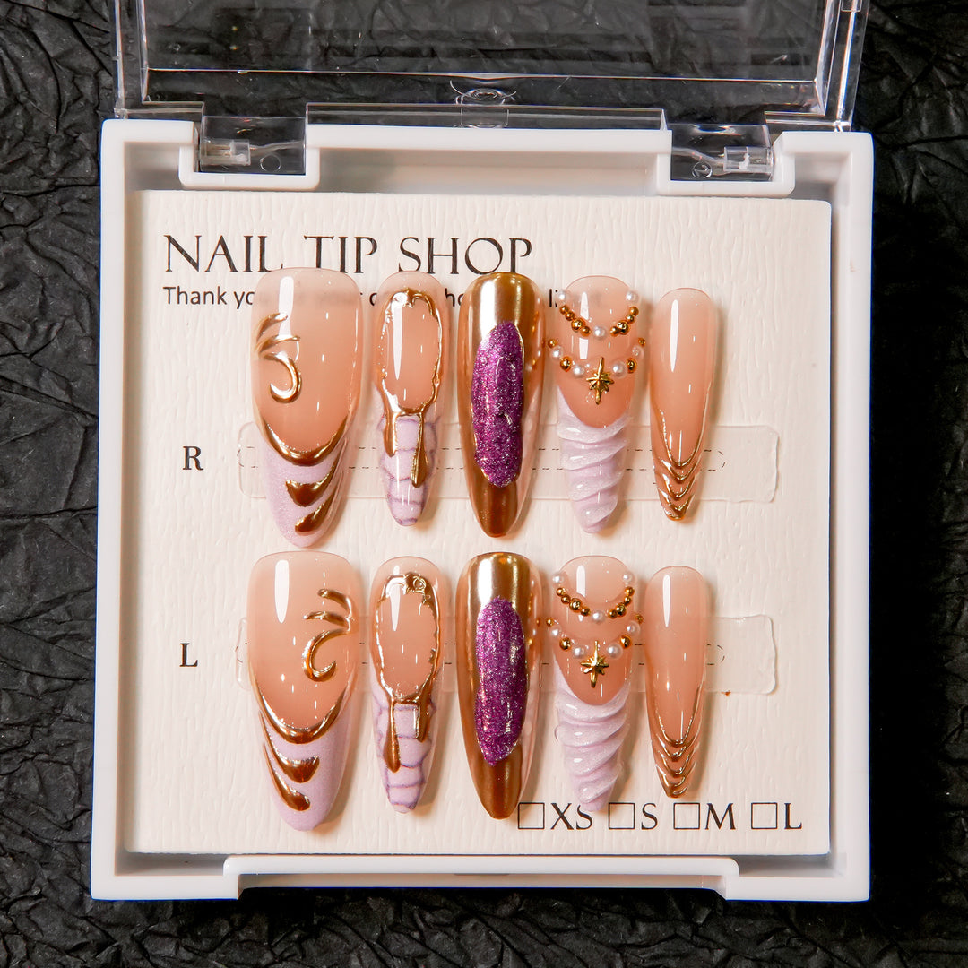 Glamorous Ornate Press-On Nail Designs