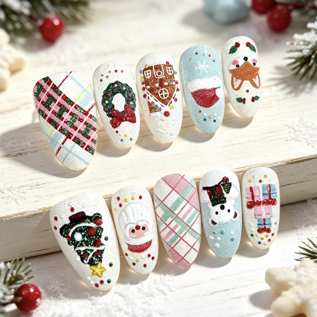 Festive Seasonal-Themed Press-On Nail Art Set