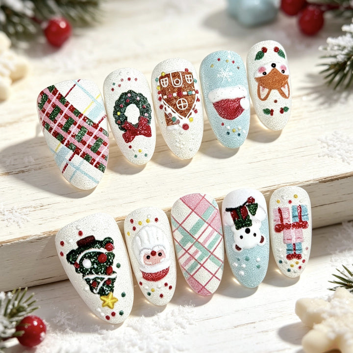 Festive Seasonal-Themed Press-On Nail Art Set