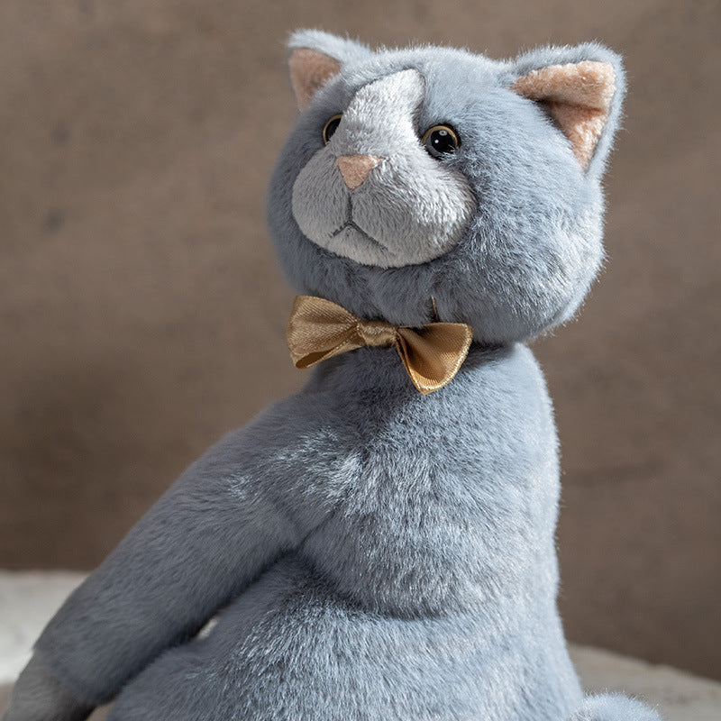Plush Decorative Sitting Cat Toy with Pleated Ruffle Collar