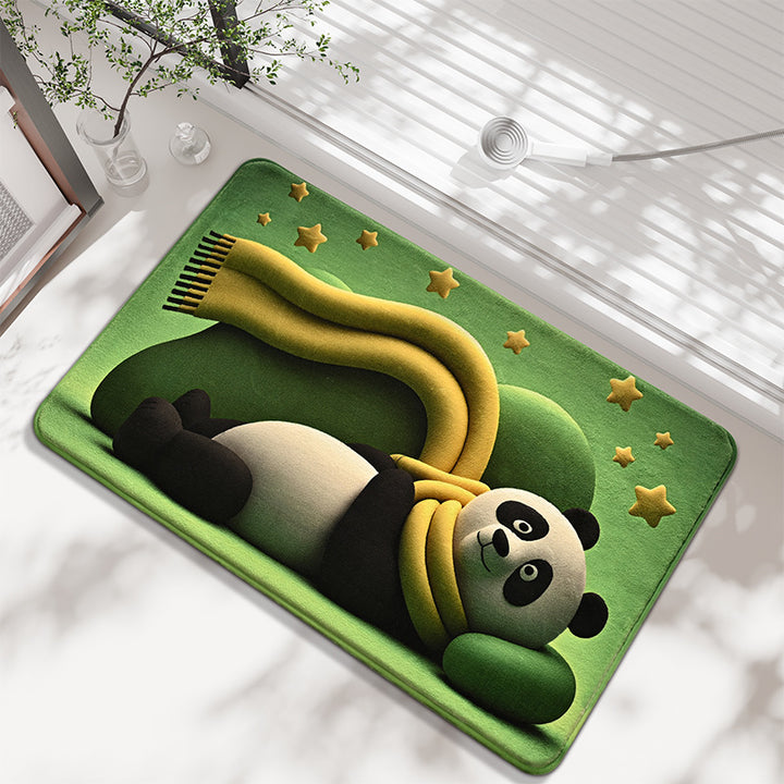 Cartoon Panda-Themed Bath Mat