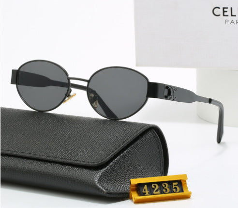 Women elegant oval sunglasses with gold-colored frame Stornfield