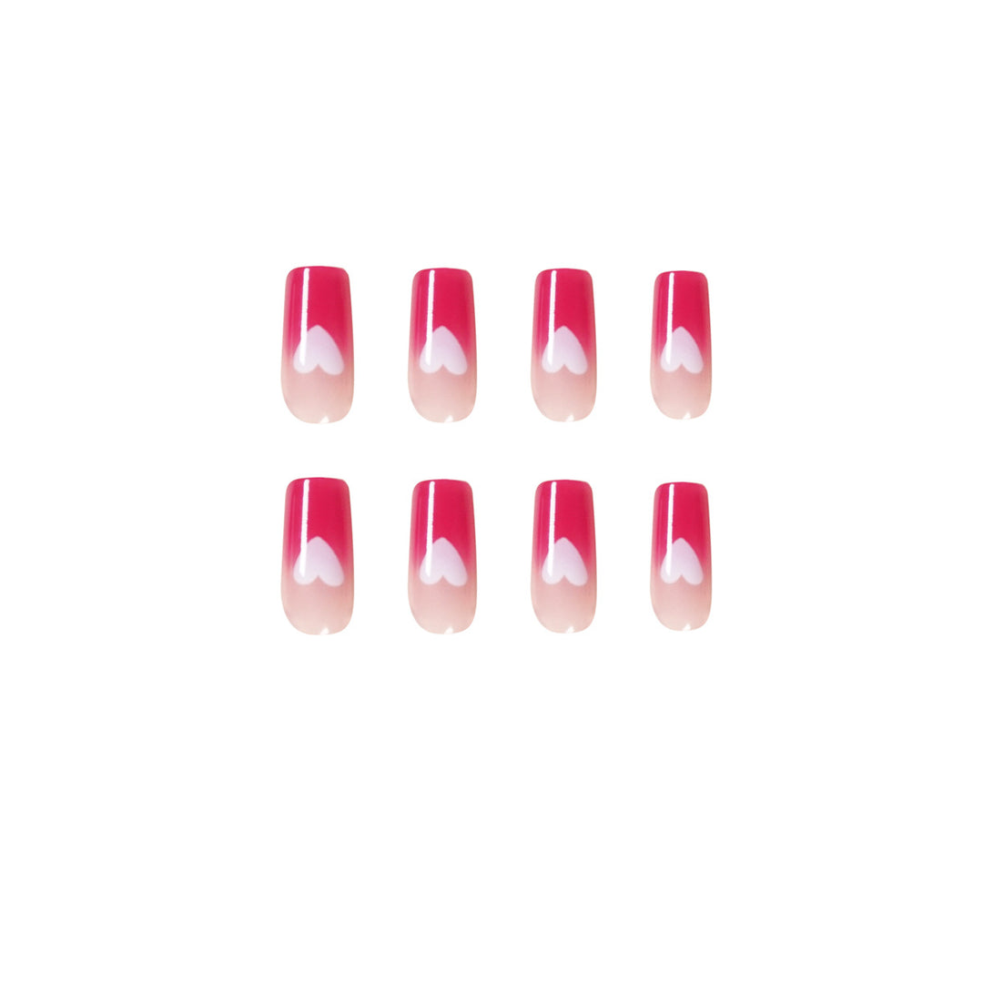 Artful nail extensions in romantic heart design Stornfield