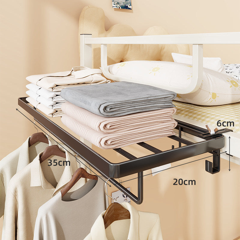Over-Bunk Bed Rail Hanging Drying and Clothes Organizer Rack