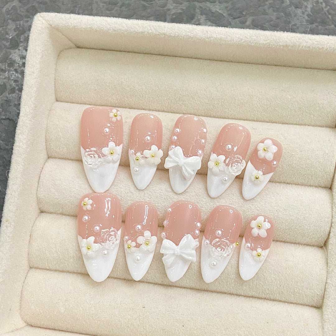 Artificial nails with elegant flower decoration Stornfield