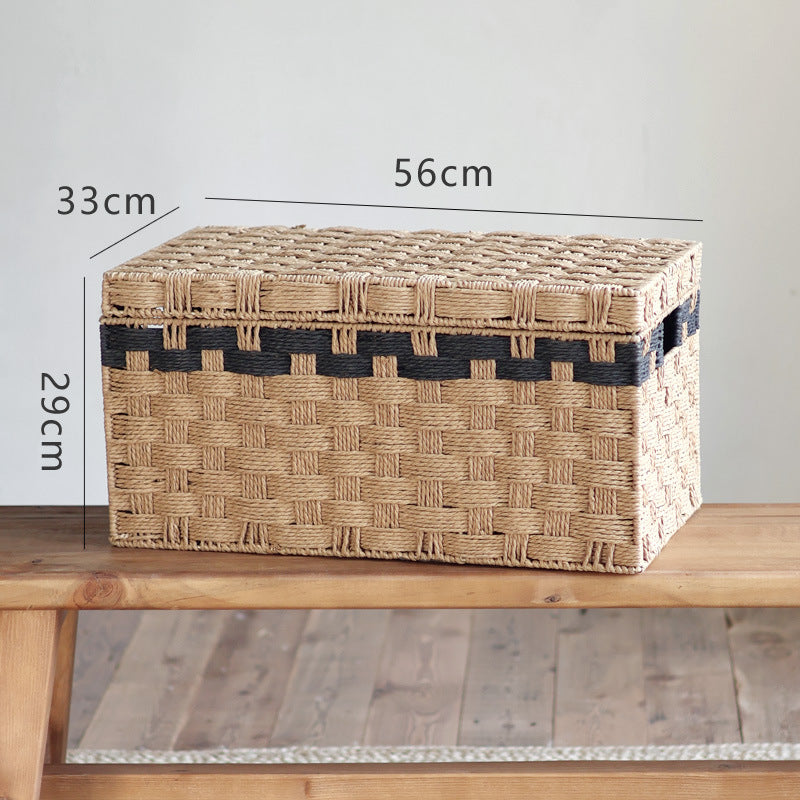 Square storage basket made of natural material Stornfield