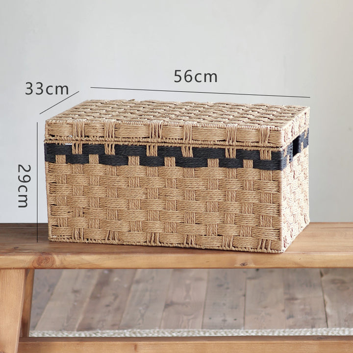 Square storage basket made of natural material Stornfield
