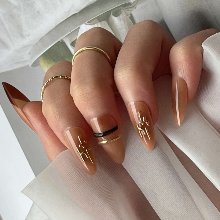 Elegant Ombre Press-On Nail Tips with Metallic Accents Stornfield