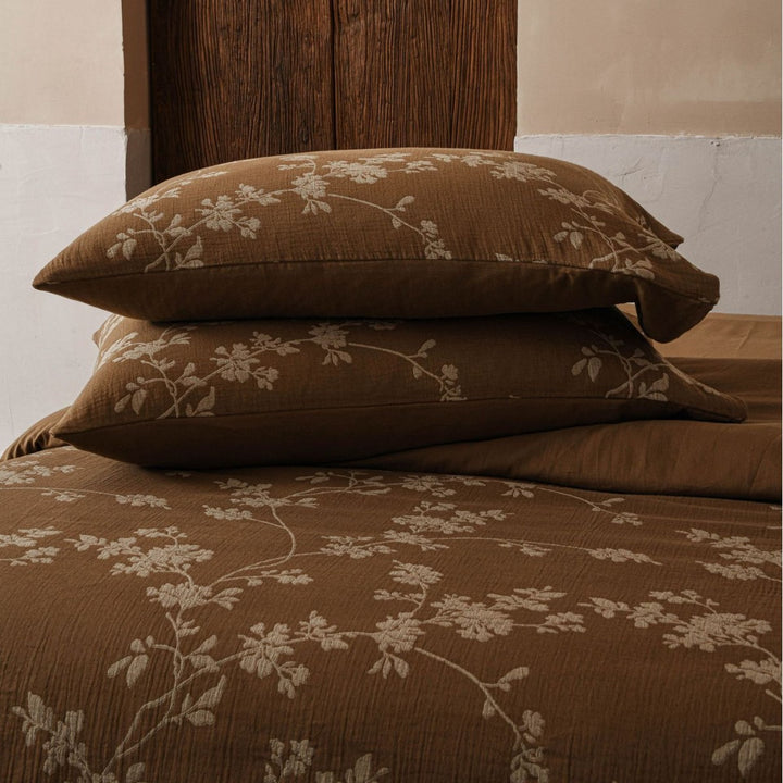 Botanical Printed Brushed Cotton Duvet Cover Set with Envelope Pillowcases