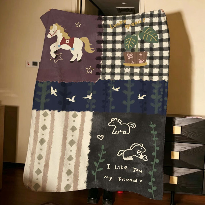 Artistic Patchwork Fleece Blanket