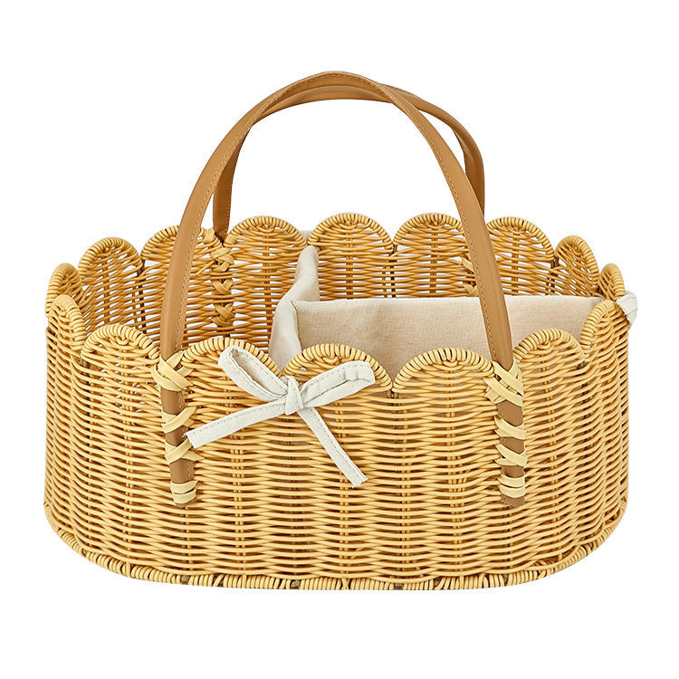 Charming storage basket with leather handles Stornfield