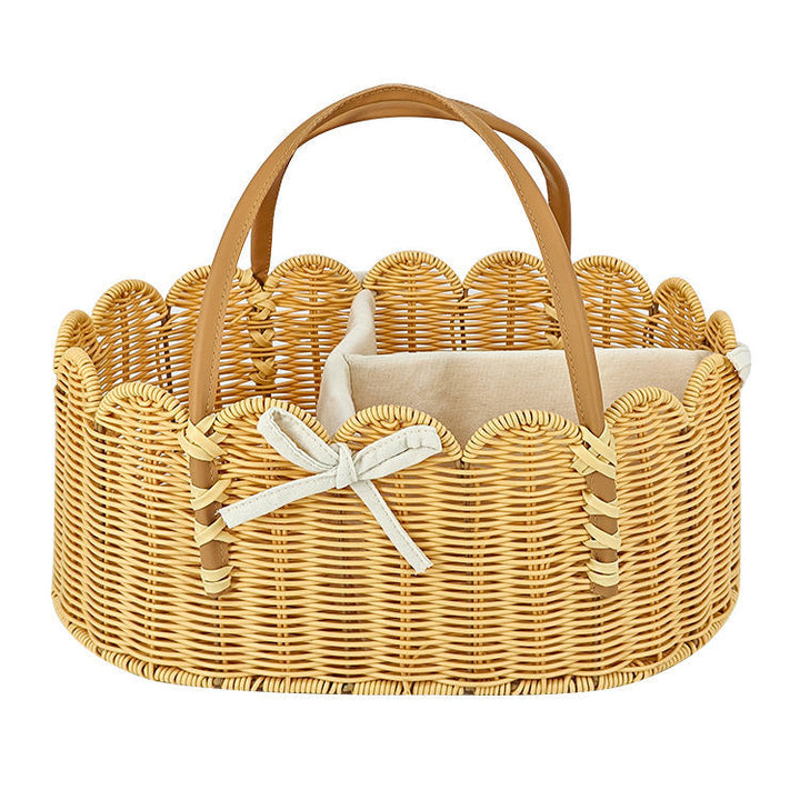 Charming storage basket with leather handles Stornfield