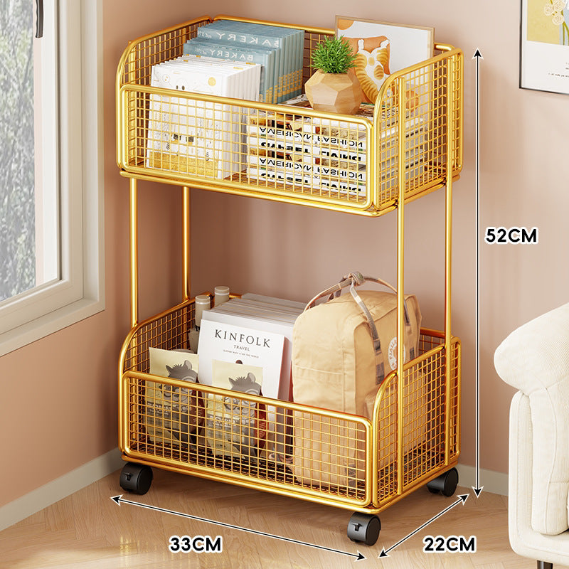 Low-Profile Metal Wire Under-Desk Rolling Storage Bin with Grid Panels
