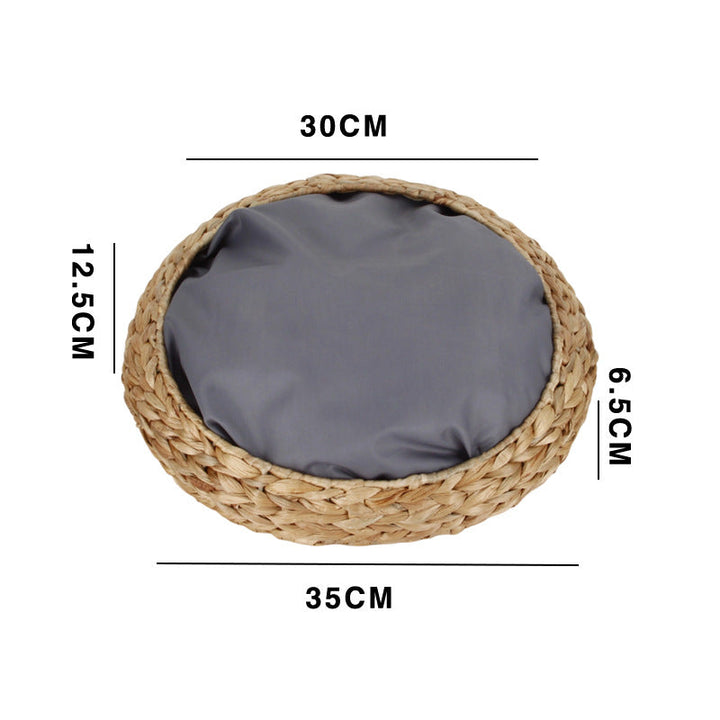 woven rattan pet carrier basket with collapsible metal dome and removable linen lining Stornfield